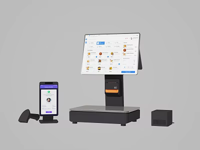 Public Facility Self Service Terminal With Touch Screen Mobile Scanner And Small Device 3d model