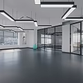 Spacious Open Fitness Studio With Large Windows Gray Floors Glass Partitions And Blue Exercise Ball