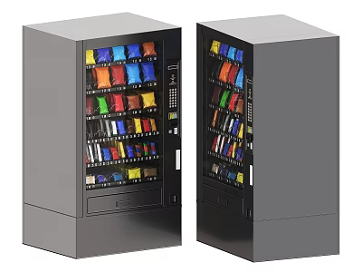 Modern Commercial Equipment Double Vending Machines With Front Transparent Doors And Colorful Products 3d model