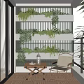 Modern Balcony Home Balcony Landscape Leisure Balcony 3d model