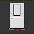 White Tow Truck 3D Render With Orange Warning Light Yellow Black Stripes And Reflective Surface