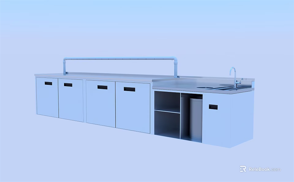 Functional Kitchen Table With Multiple Cabinets Sink Storage Space And Countertop 3d model
