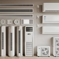 Various White Modern Air Conditioners and Fans Including Wall Mounted Floor Standing and Central Vents
