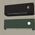 Wall Mounted Air Conditioner Fans Black And Gray Installed On White Wall With Green Plant