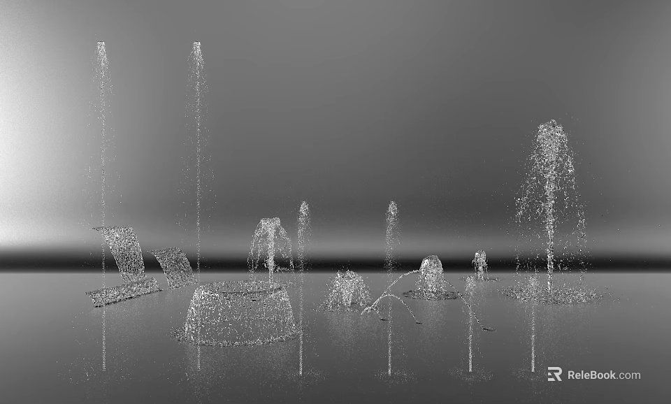 Garden Ornaments With Water Fountains And Decorative Sculptures In Outdoor Garden Design 3d model 