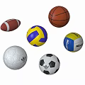 Collection of Sports Equipment Including Football Basketball Volleyball and Soccer Balls