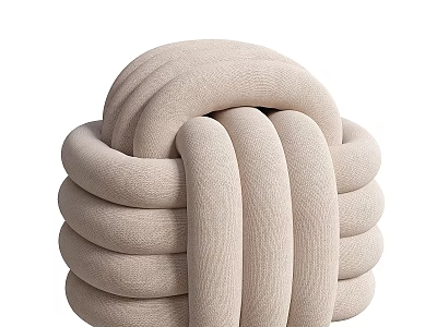 Beige Looped Design Sofa Stool With Soft Fabric And Unique Structure 3d model
