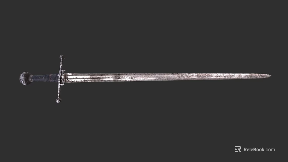 Medieval Metal Sword With Intricate Hilt And Polished Sharp Blade Design 3d model 
