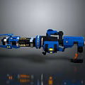 Blue Futuristic Sci Fi Mechanical Weapon With Yellow Accents And Grip Design