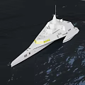 Modern White Warship With Sleek Design Sailing On Dark Water Surface 3d model