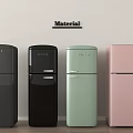 Sleek Classic Refrigerators in Black Light Green and Pink with Retro Design