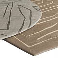Square Carpets Featuring Gray And Brown Geometric Abstract Patterns For Modern Interior 3d model