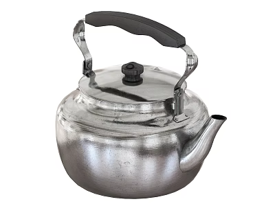 Silver Metal Teapot with Black Handle Textured Body and Lid for Daily Use 3d model