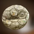 Vintage Soccer Ball With Hexagonal Stitching Pattern And Worn Grayish White Surface 3d model