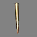Detailed Close Up View of Military Weapon Bullet with Brass Casing and Copper Tip