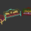 Elegant Dark Brown Sofa Set With Three Seater Two Seater Single Armchair And Golden Cushions
