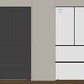 Modern Silver and White Upright Refrigerators with Freezer Drawers in Kitchen