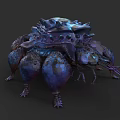 Unique Blue And Purple Aquatic Creature With Spiked Carapace Long Legs And Antennae