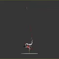 3D Render Pink Circular Base With White Platform Inverted Female Figure Black Object Orange Ropes