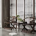 New Chinese Casual Table and Chair Combination 3d model