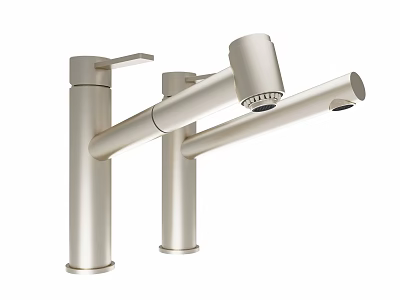Modern Sleek Faucet With Brushed Stainless Steel Finish And Pull Out Sprayer 3d model