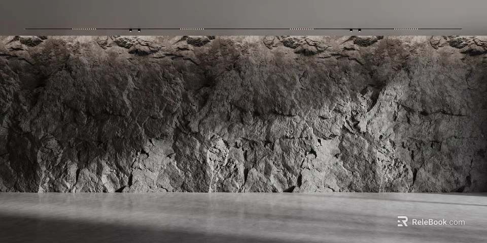 Modern Gray Background Wall With Rough Natural Stone Texture For Interior Decor 3d model 