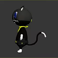 Cartoon Cat Character 3D Model With Blue Eyes Yellow Collar White Paws And Black Outfit