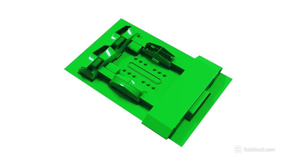 Durable Green Plastic Component With Multiple Slots Holes And Protrusions 3d model 