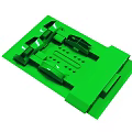 Durable Green Plastic Component With Multiple Slots Holes And Protrusions