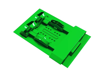 Durable Green Plastic Component With Multiple Slots Holes And Protrusions 3d model