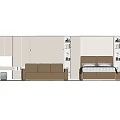 Modern Double Bed With Sleek Design Leather Headboard Storage Cabinets Built-in Lighting And Sofa
