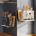 Kitchen Utensils Wall Mounted Storage Rack with Knives Cutting Boards Scissors and Spatulas