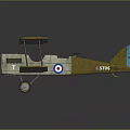 Yellow Biplane Model With Blue White Red Wing Roundels And Propeller Details