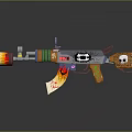 Colorful Graffiti Assault Rifle With Flame Patterns And Multicolored Decorative Design