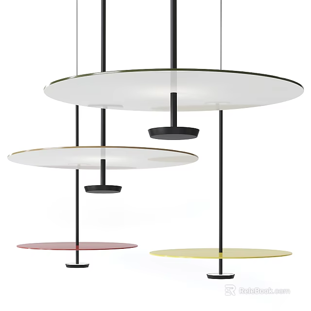 Modern Circular Pendant Lights With Glass Shades And Metal Frames For Contemporary Interior Design 3d model 