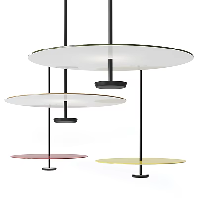 Modern Circular Pendant Lights With Glass Shades And Metal Frames For Contemporary Interior Design 3d model