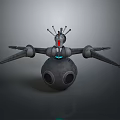 Robot Character Mechanical Creature Featuring Spherical Body Antenna Extended Mechanical Arms And Light Indicators 3d model