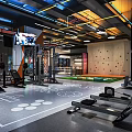 Modern Fitness Gym With Climbing Wall Basketball Court And Workout Equipment