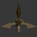 Cartoon Style 3D Dragon Model with Open Mouth Brown Body and Yellow Claws