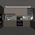 Modern Open Concept Kitchen Interior With Dark Cabinets Island And Appliances