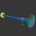 Shiny Silver Horn with Long Metal Rod and Mounting Base for Equipment