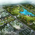 Urban Square Landscape Featuring Central Lake Lush Green Spaces Pedestrian Paths And Surrounding Buildings