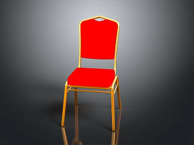 Stylish Leisure Chair With Red Cushion Backrest And Gold Frame Design 3d model