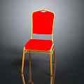 Stylish Leisure Chair With Red Cushion Backrest And Gold Frame Design