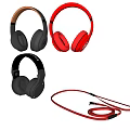 Stylish Over Ear and In Ear Headphones Black Red Wired High Quality Sound