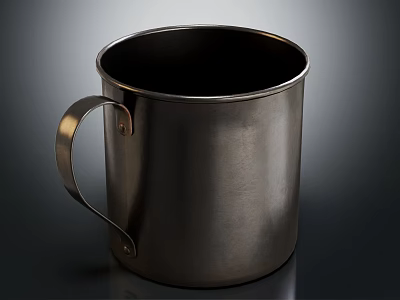 Elegant Metallic Mug With Shiny Silver Finish And Sturdy Handle Design 3d model
