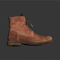 Classic Red Lace Up Suede Boots With Brown Sole And Retro Design