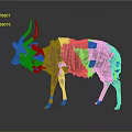 Nyala Antelope With Purple Body White Stripes Orange Legs And Curved Horns
