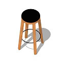 Modern Wooden Bar Stool With Black Round Seat And Footrest Ring