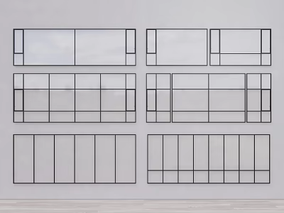 Various Floor-to-Ceiling Windows With Different Frame Styles And Layout Designs 3d model